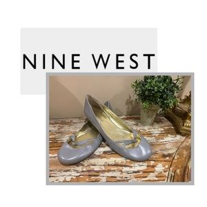 Nine West Grey Leather Upper Ballet Flat R-CUTEONE-N3 EUC Women’s 8.5